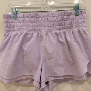 CALIA Smocked Waist Athletic Shorts Lavender Purple Size Large Built-In Liner